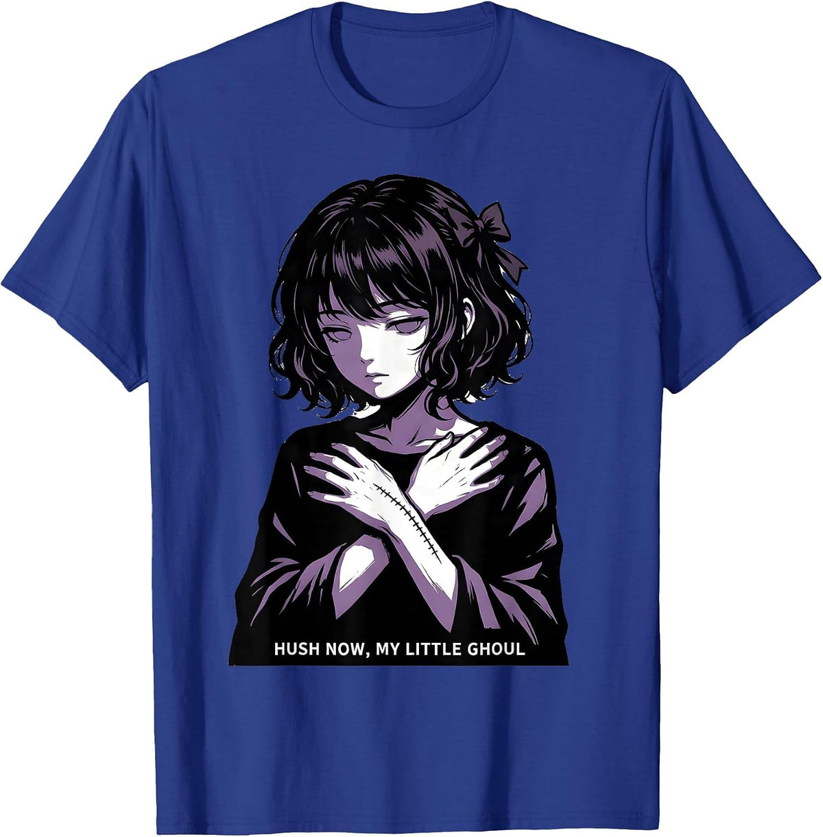 Hush Now, My Little Ghoul Gothic Kawaii Horror Anime Girl T-Shirt - Royal Blue