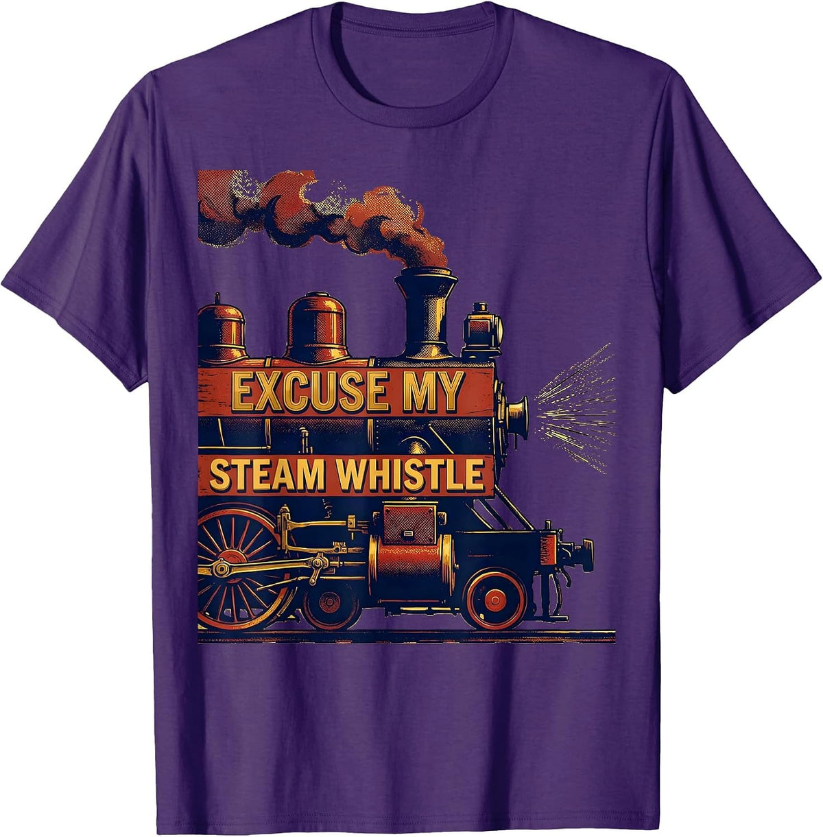 Men's Excuse My Steam Whistle Funny Train Enthusiast Kids Rail T-Shirt - Purple
