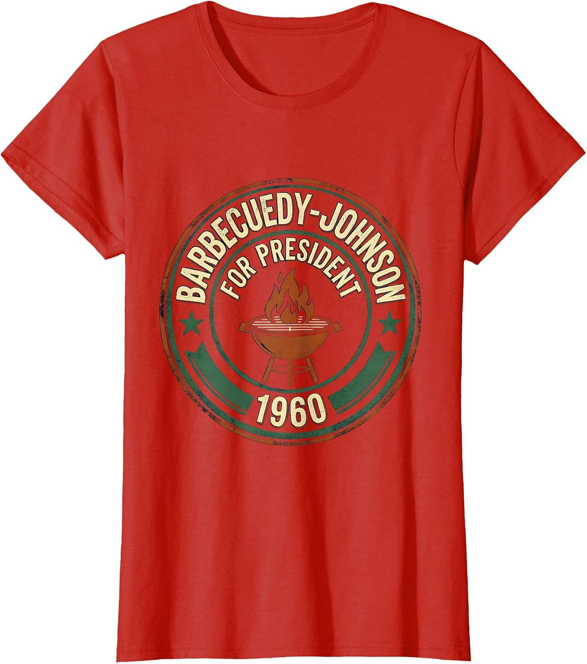 Barbecuedy-Johnson For President 1960 Vintage Retro T-Shirt - Red
