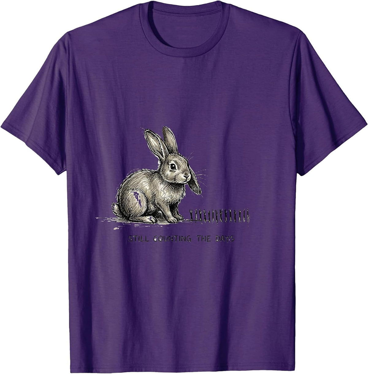 Still Counting The Days Creepy Cute Goth Bunny Horror T-Shirt - Purple