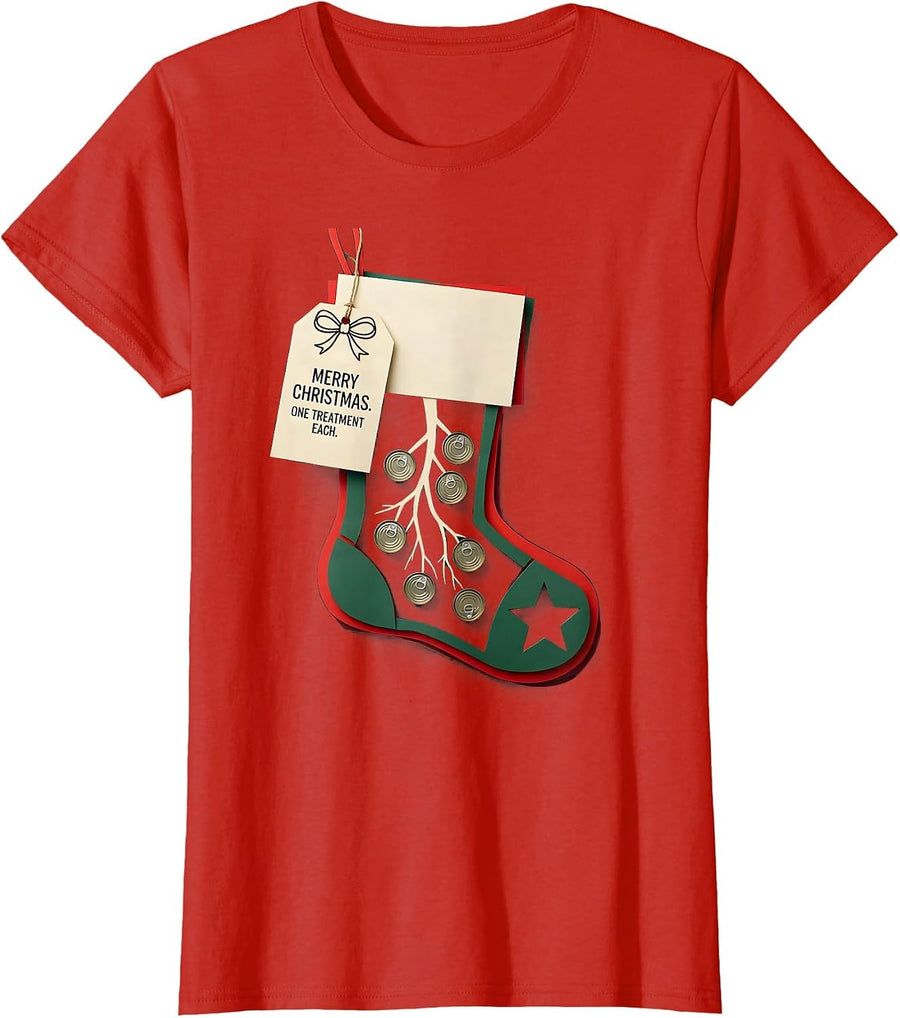 Women's Merry Christmas One Treatment Each Respiratory Therapist T-Shirt - Red
