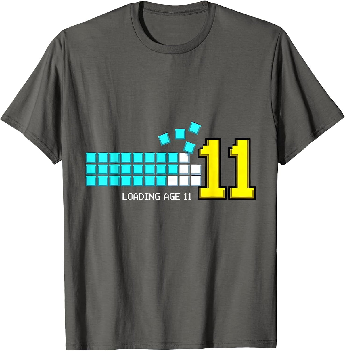 LOADING AGE 11 Pixel Art Gamer Birthday Level-Up T-Shirt - Asphalt Grey