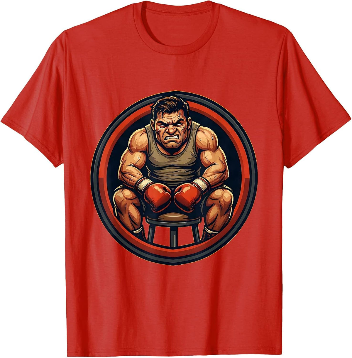 Men's Boxer Corner Stool Between Rounds Graphic T-Shirt - Red