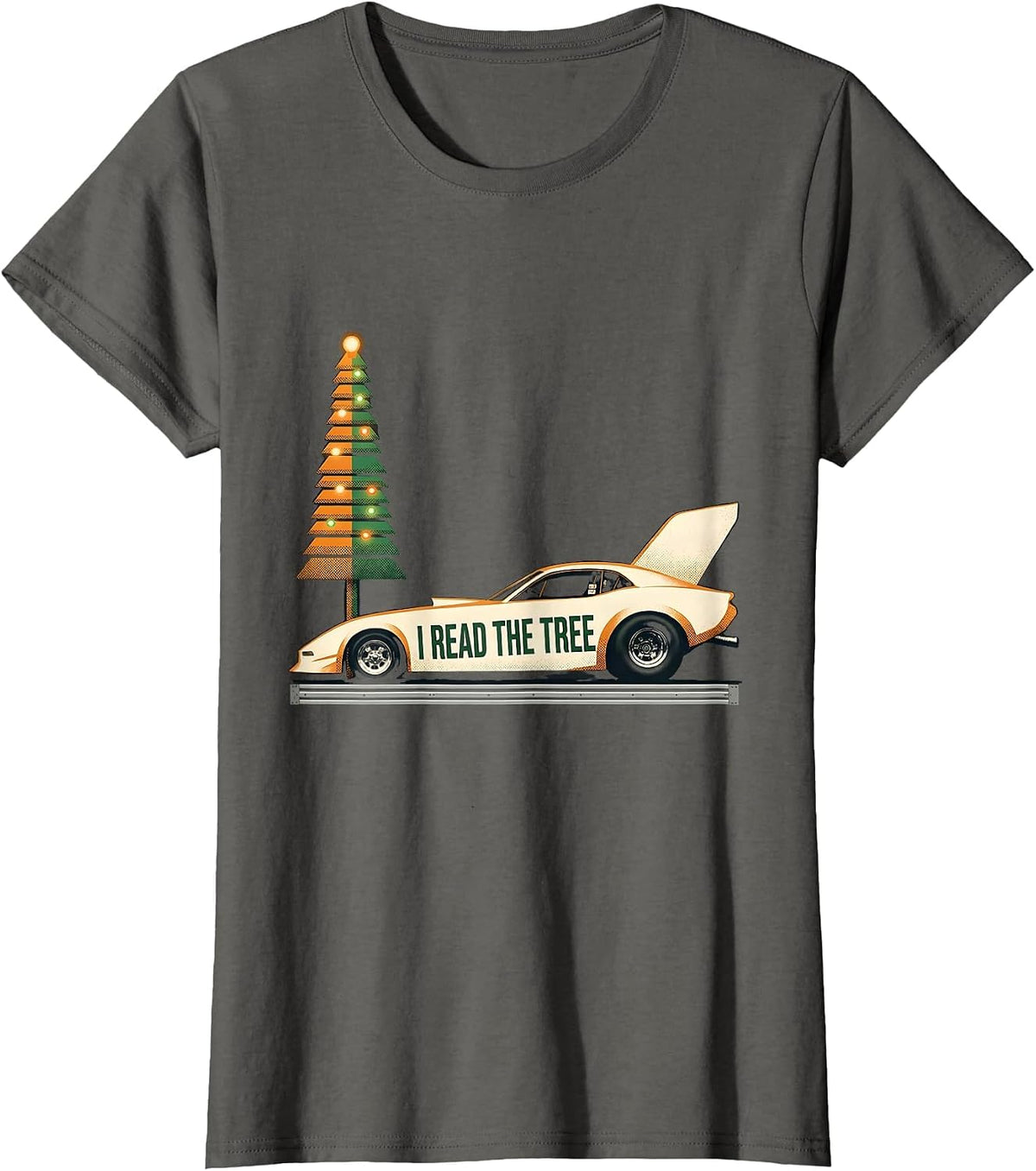 Women's I Read The Tree Patriotic Drag Racing RC Car Enthusiast T-Shirt - Asphalt Grey