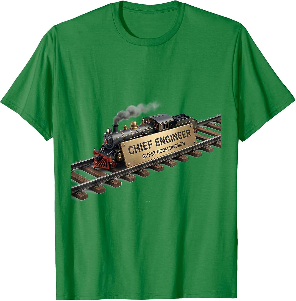Men's Chief Engineer Guest Room Division Vintage Steam Train T-Shirt - Kelly Green