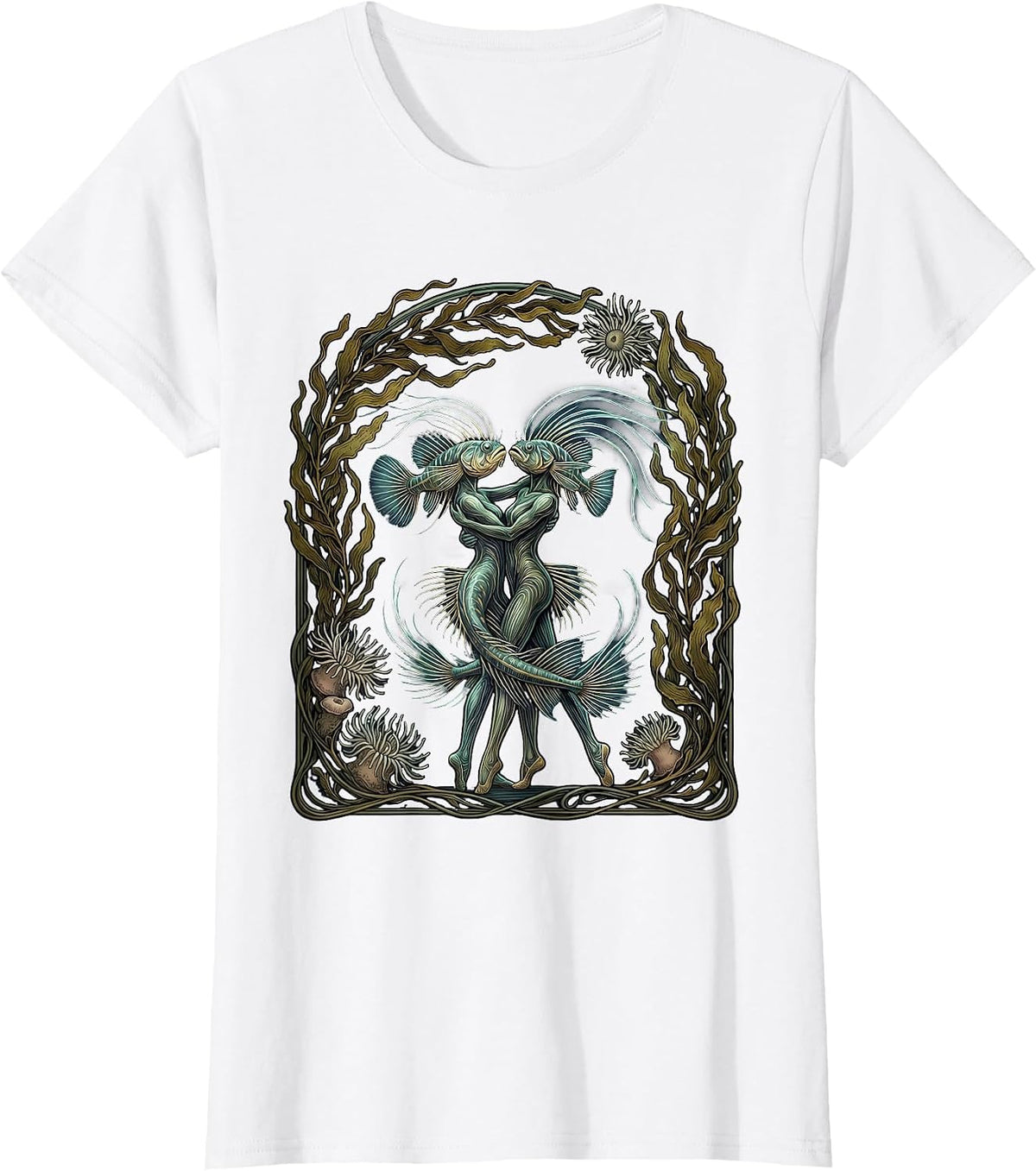 Glowing Deep-Sea Fish Ballroom Dance Art T-Shirt - White