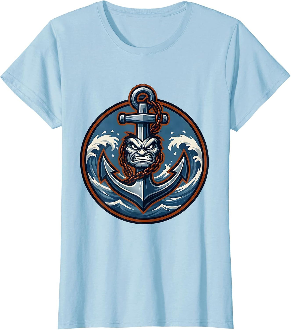 Anchor Sinking Into Dark Ocean Graphic T-Shirt - Baby Blue