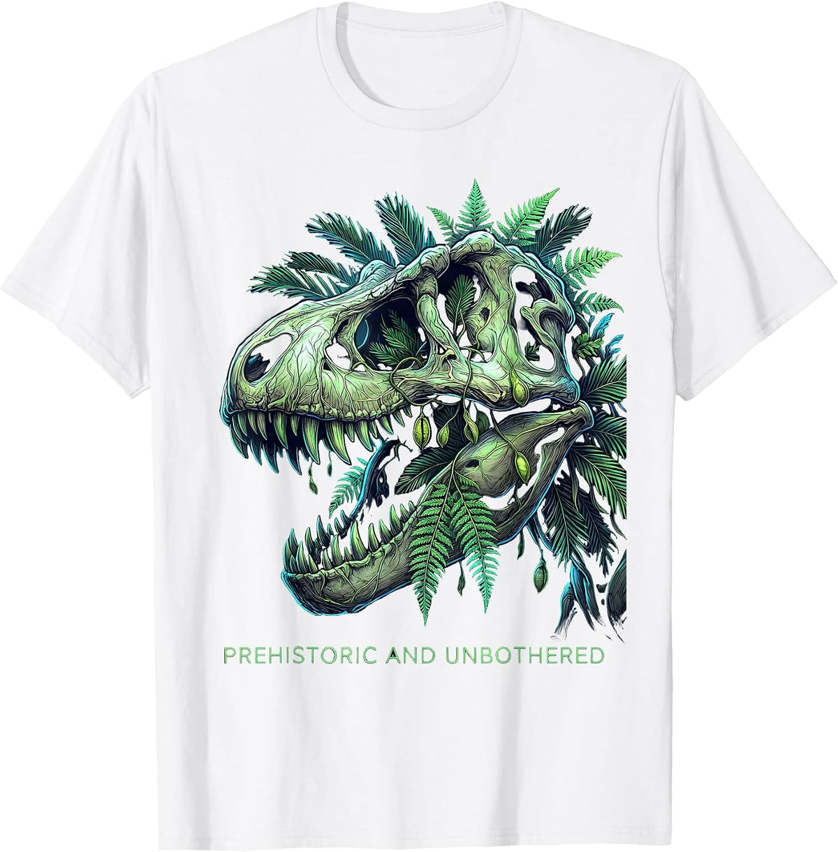 Men's Prehistoric and Unbothered Dinosaur Design T-Shirt - White