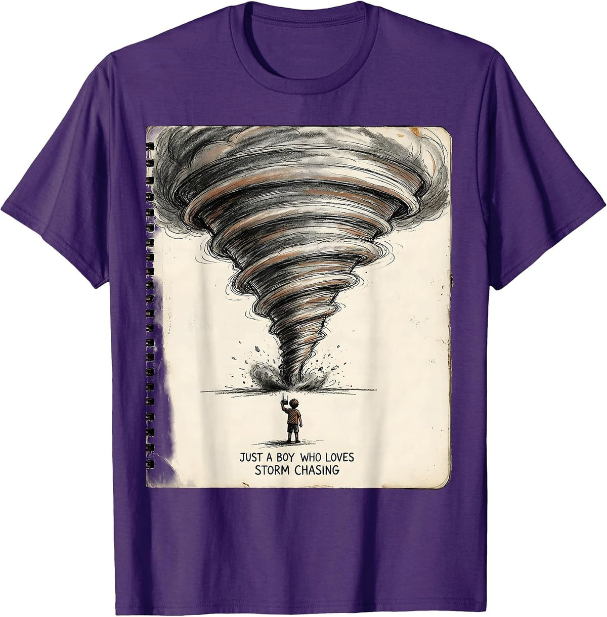 Men's Just A Boy Who Loves Storm Chasing Funny Tornado Chaser Kid T-Shirt - Purple