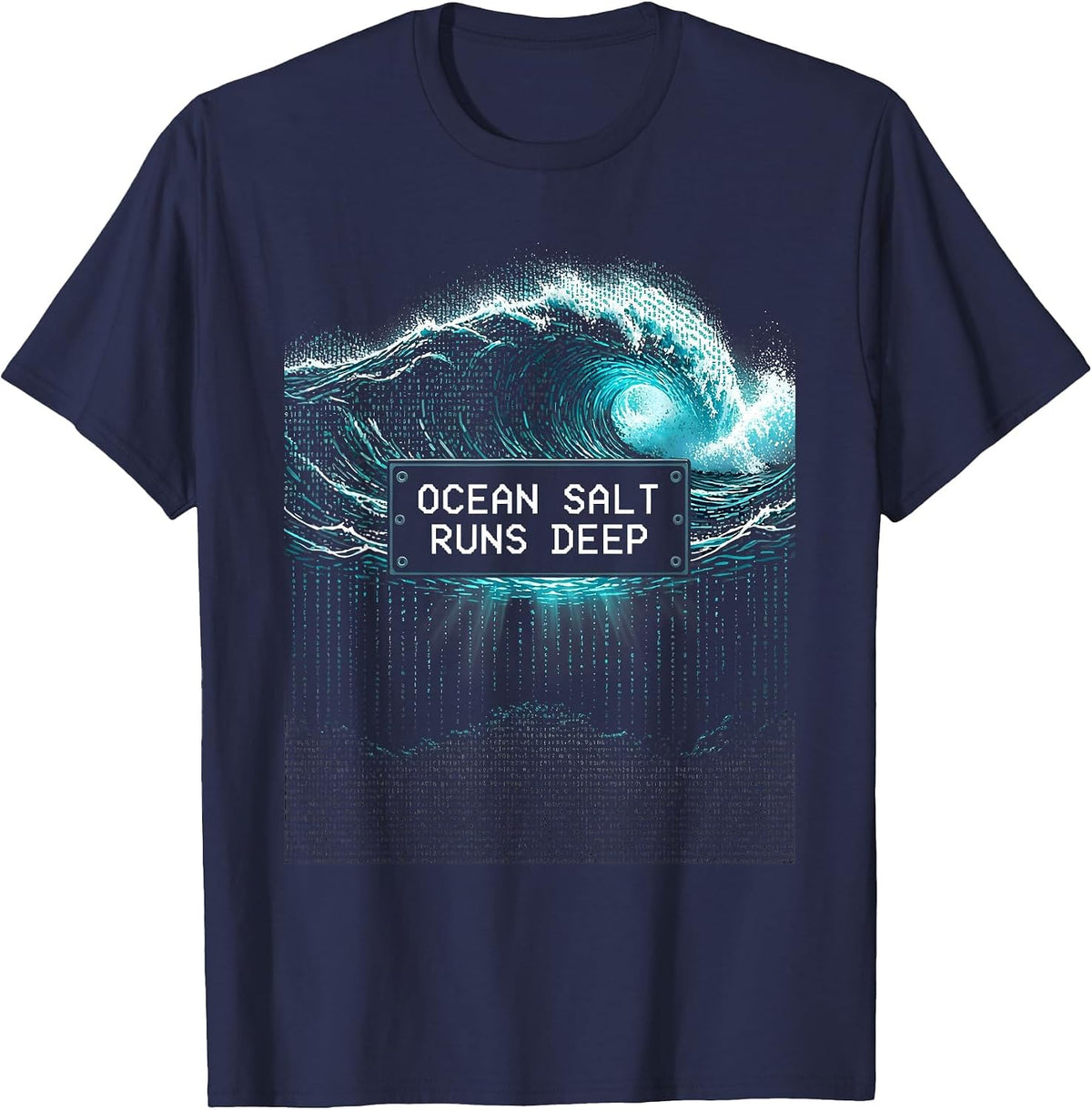 Men's Ocean Salt Runs Deep Salty Sea Design T-Shirt - Navy Blue