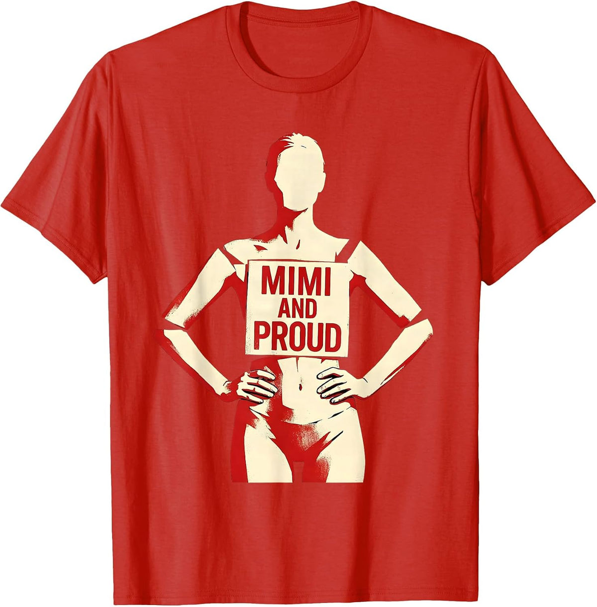 Men's Mimi And Proud Grandma Design T-Shirt - Red