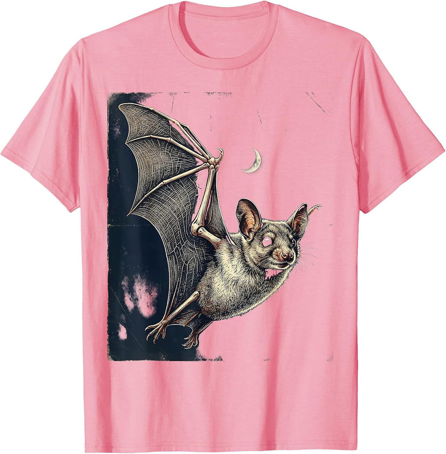 Vintage Mexican Free-Tailed Bat Halloween Bat Lover T-Shirt, Men, Pink, X-Large - As Pictured