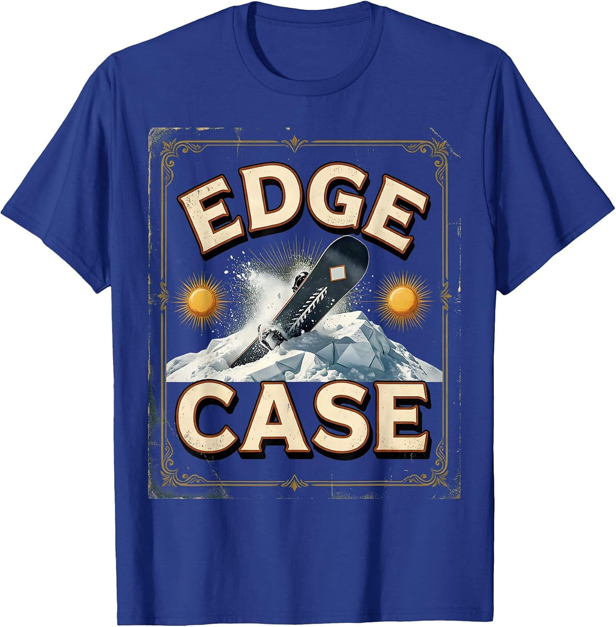 Men's Edge Case Vintage Snowboarder Ski Lover Winter Humor T-Shirt - Royal Blue