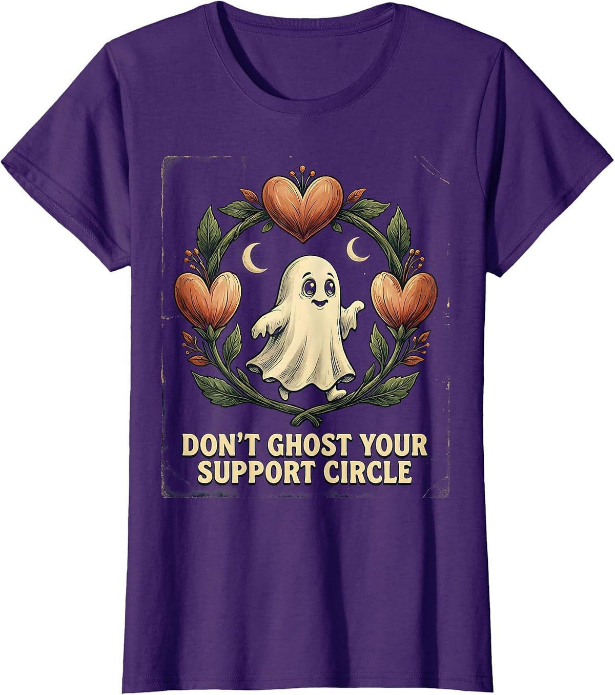 Women's Don't Ghost Your Support Circle Vintage Mental Health T-Shirt - Purple