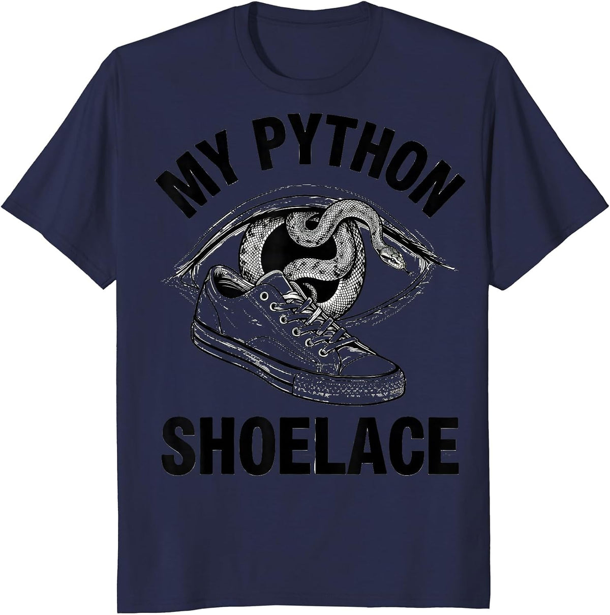 Men's My Python Shoelace Funny Ball Python Reptile Lover Gift T-Shirt - Navy Blue