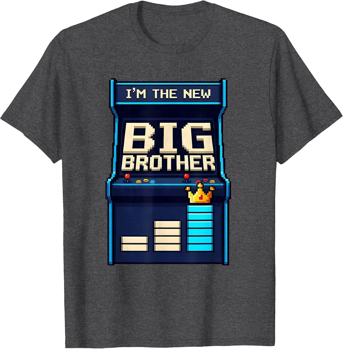Men's I'm The New Big Brother Pixel Art Big Brother Announcement T-Shirt - Dark Heather Grey