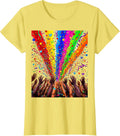 Women's Cheer Celebration Confetti Crowd Graphic T-Shirt - Lemon Yellow