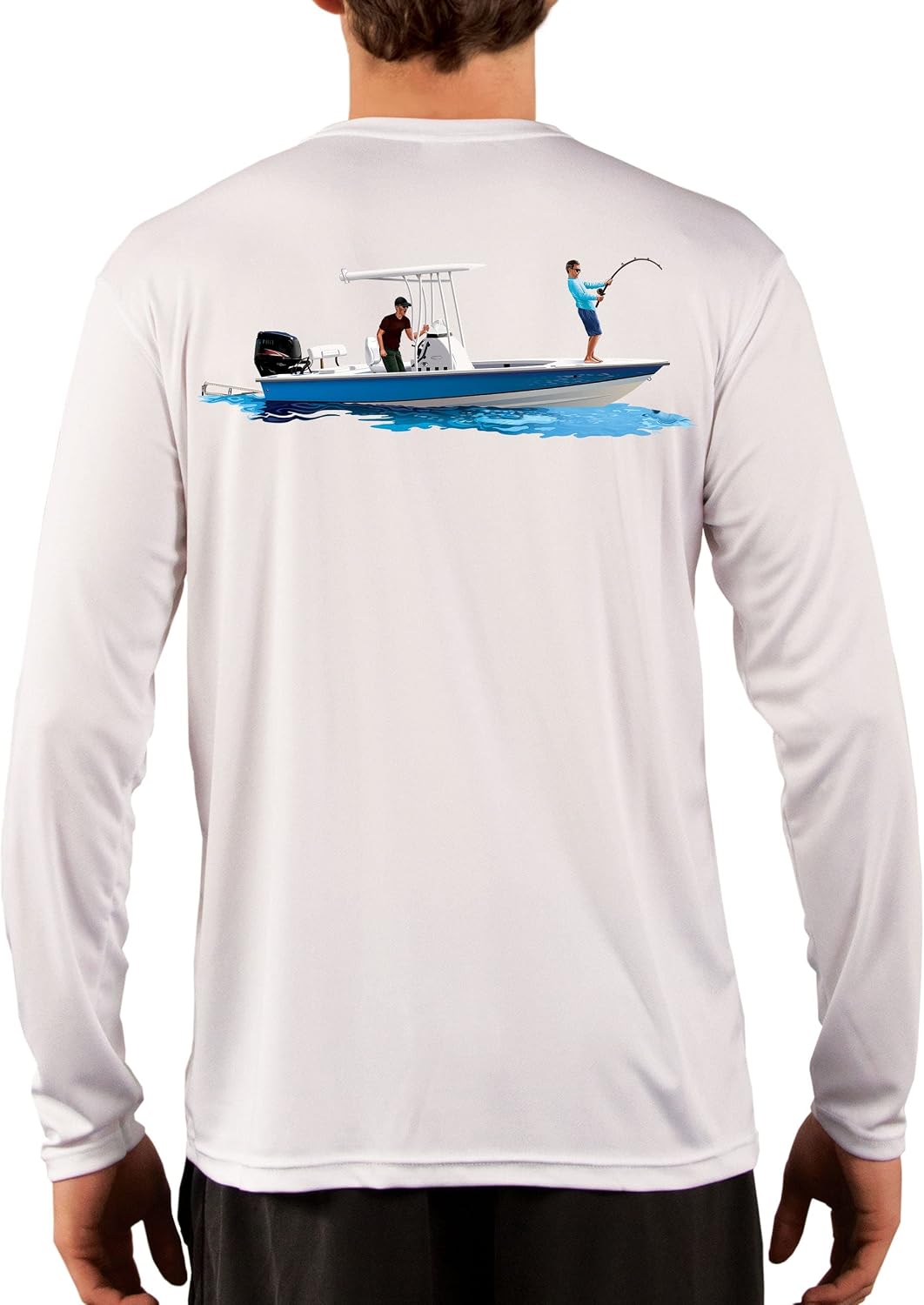 Skiff Life Center Console Bay Boat Fishing Shirts Men's Quick Dry Lightweight UPF 50+ Long Sleeve Shirt Moisture Wicking -