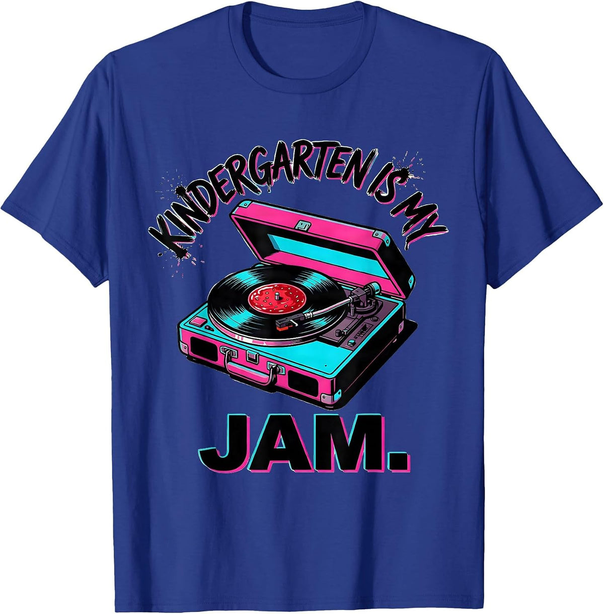 Kindergarten Is My Jam Retro 80s Teacher Student Back T-Shirt - Royal Blue