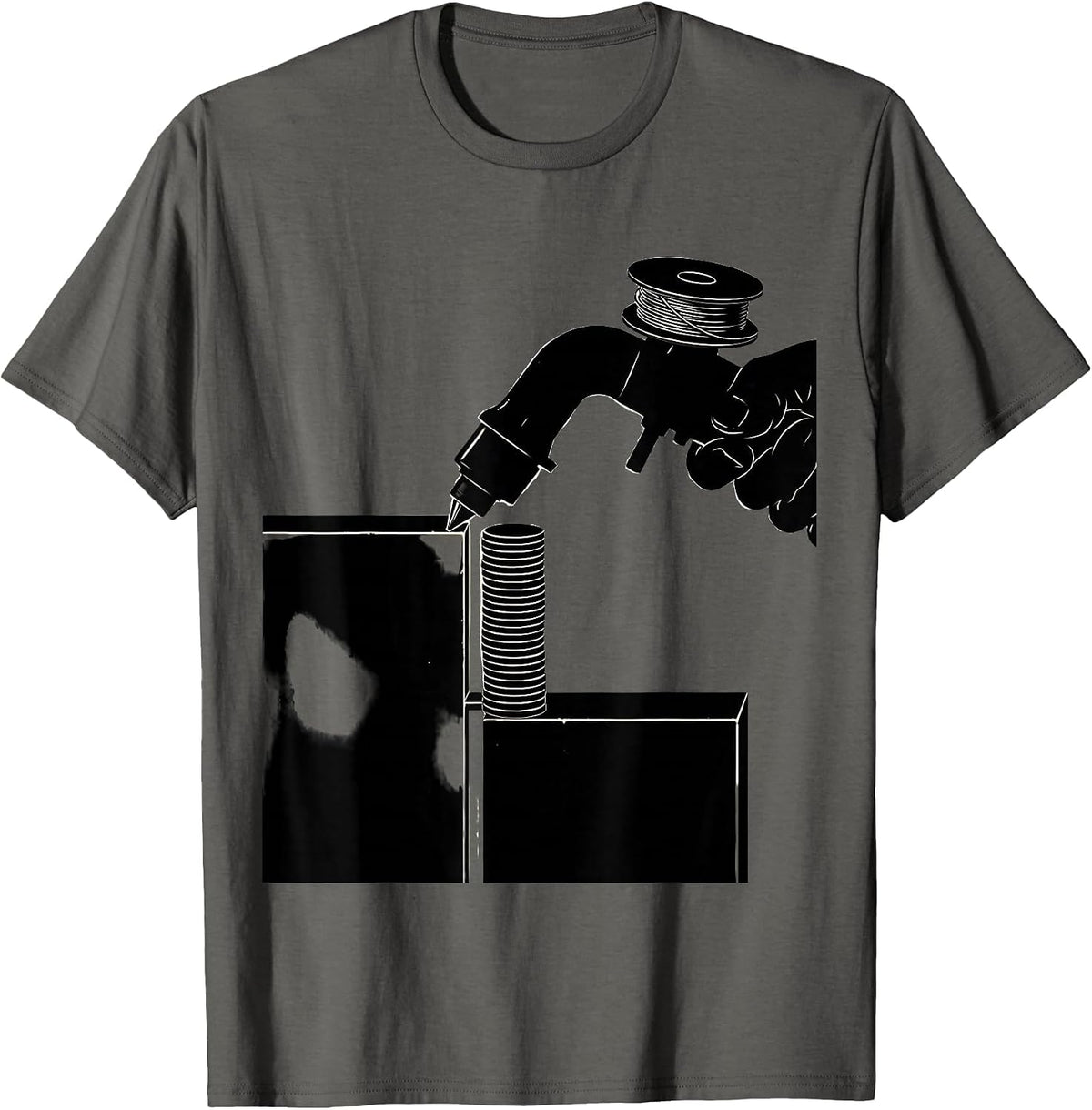 Men's MIG Torch Welding Seam Funny Metal Worker Gift T-Shirt - Asphalt Grey