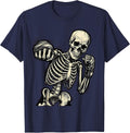 Skeleton Boxer Throwing a Punch Graphic T-Shirt - Navy Blue