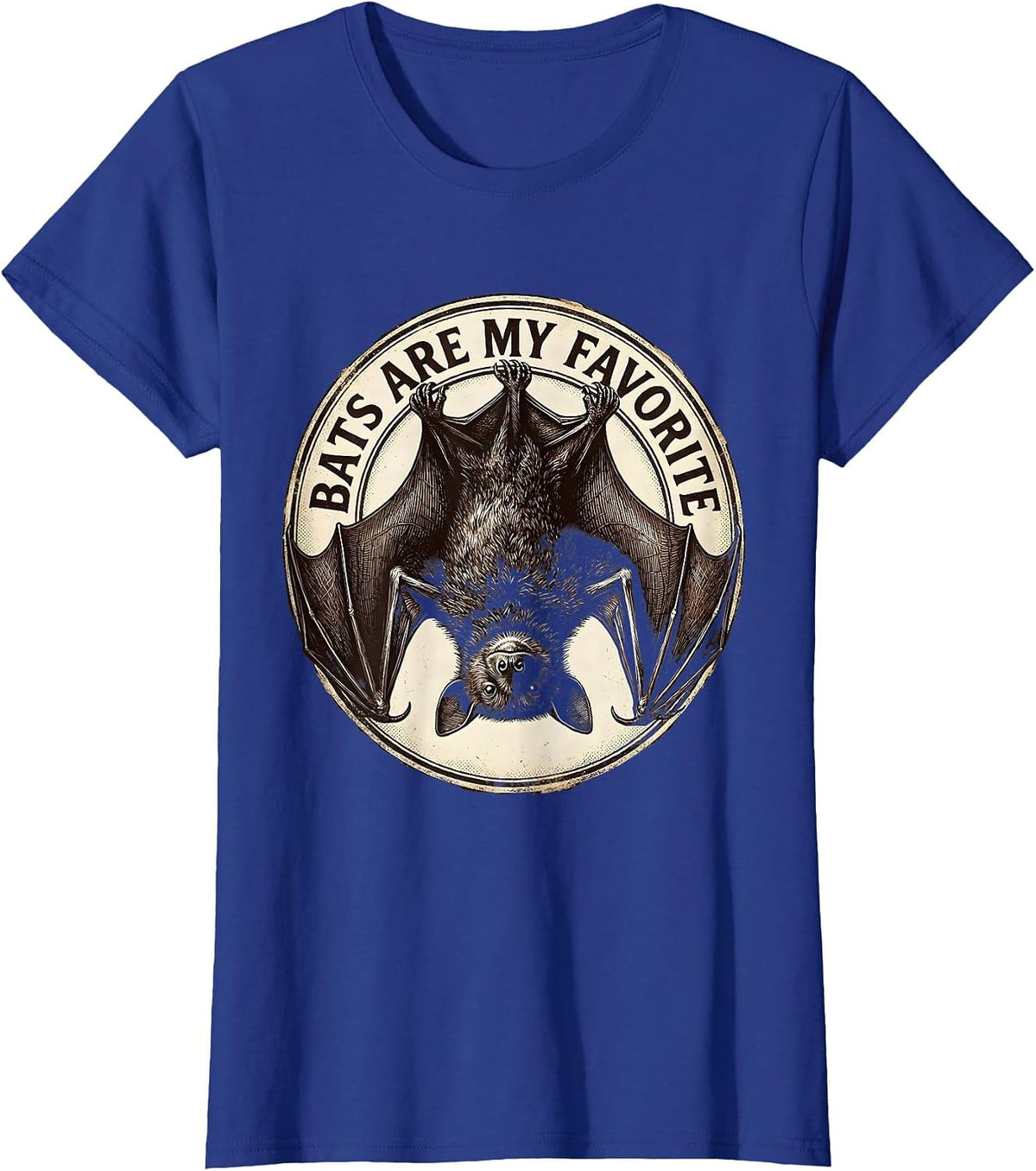 Women's Bats Are My Favorite Vintage Bat Lover Nature Wildlife Humor T-Shirt - Royal Blue