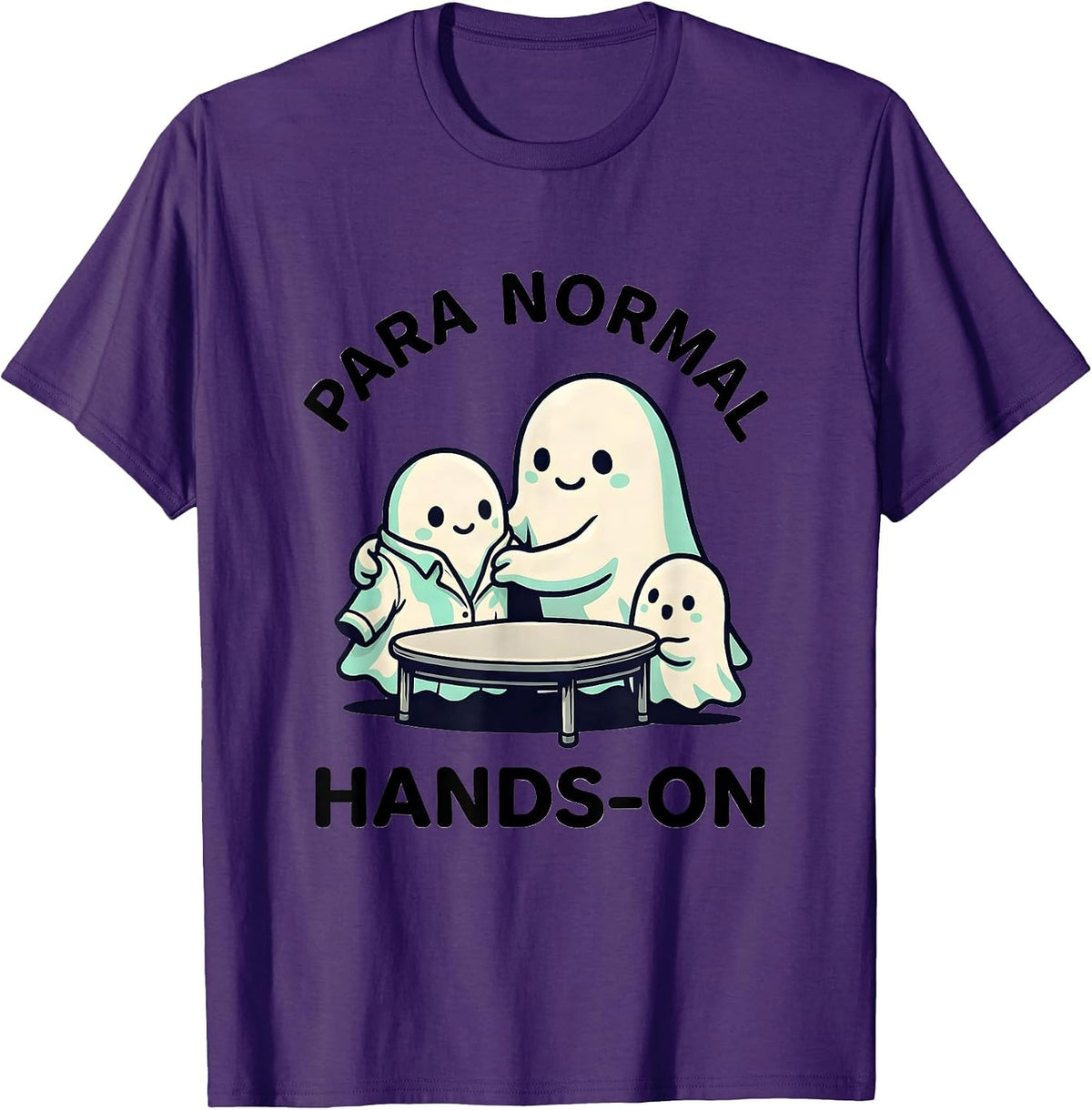 Men's Para Normal Hands-On Cute Kawaii Ghost Paraprofessional T-Shirt - Purple