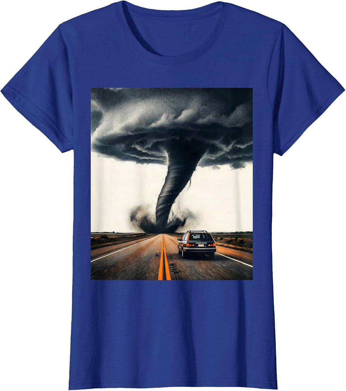 Women's Left-Leaning Tornado Funnel Storm Chaser Meteorology T-Shirt - Royal Blue