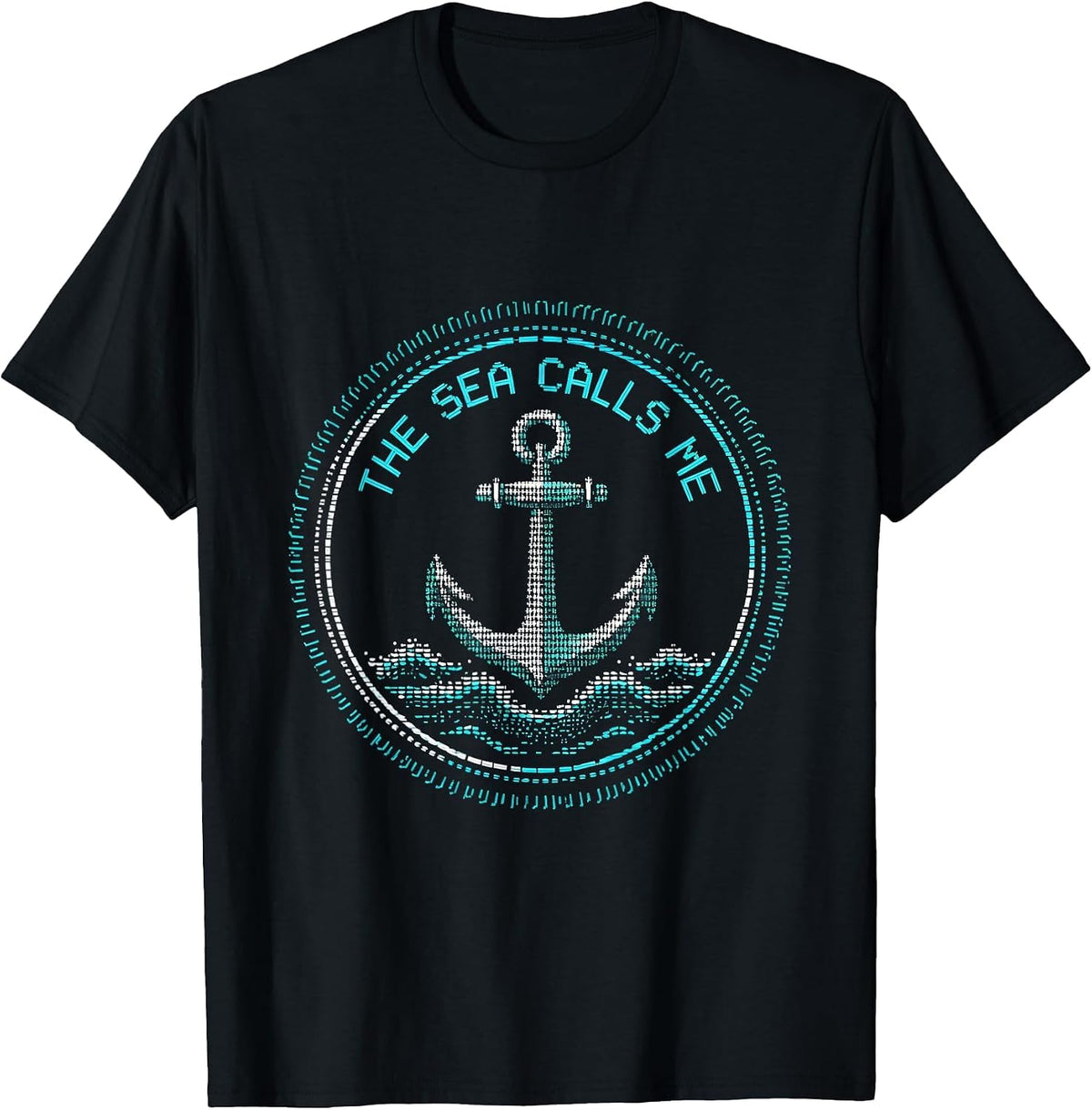 Men's The Sea Calls Me Navy Ocean Lover Design T-Shirt - Black