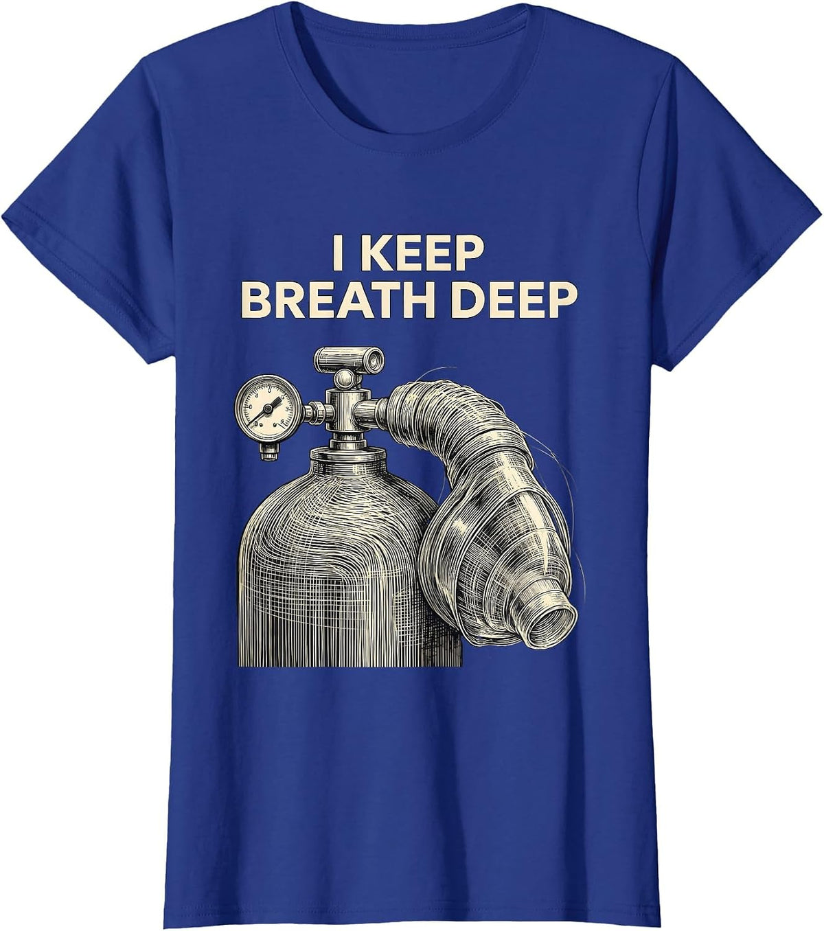 Women's I Keep Breath Deep Generative Plotter Respiratory Therapist T-Shirt - Royal Blue