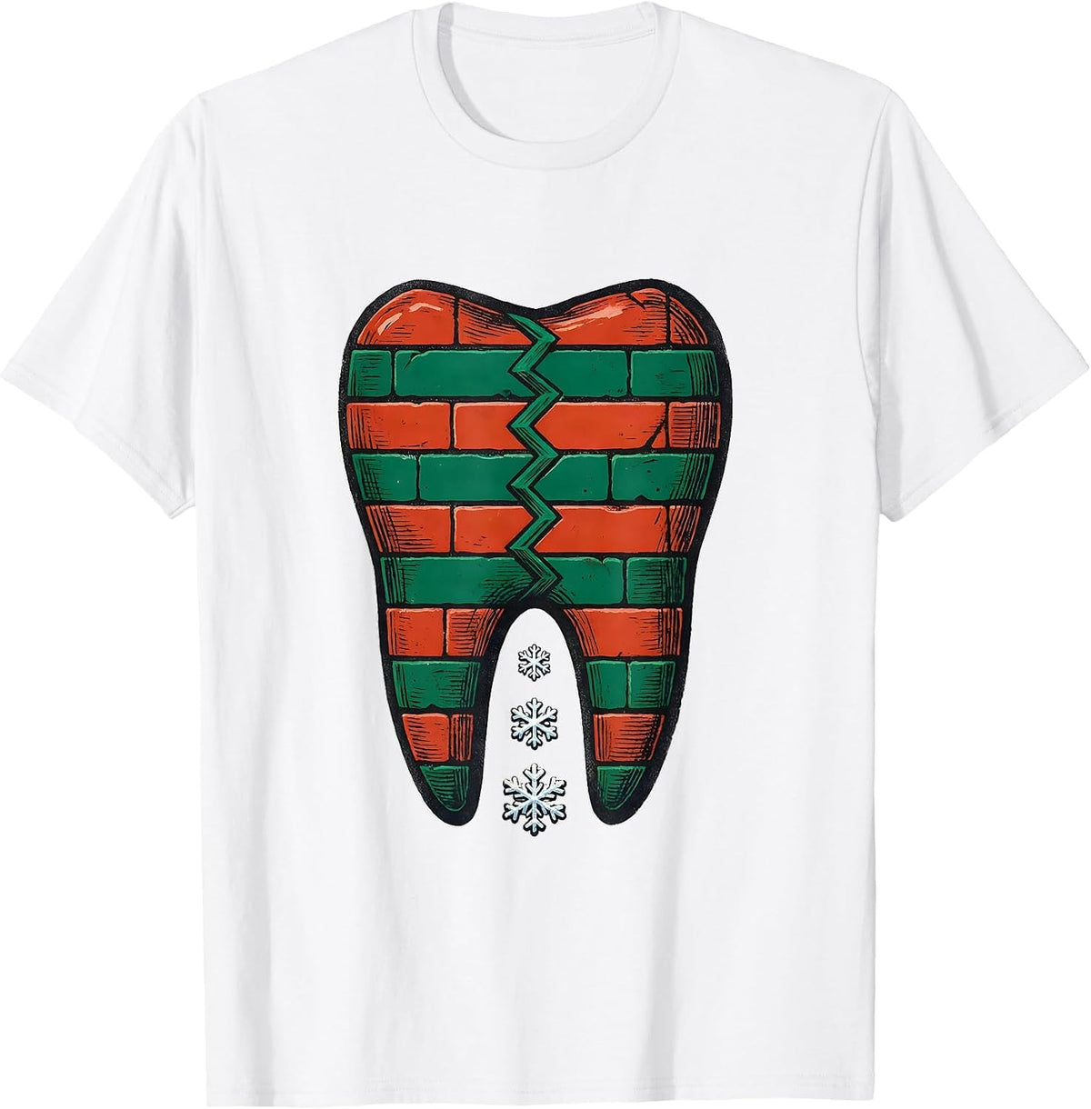 Men's Blunt Tooth Dental Humor Christmas Dental Squad Crew T-Shirt - White