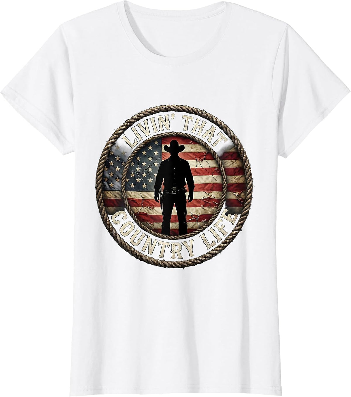 Livin' That Country Life Rustic Design T-Shirt - White