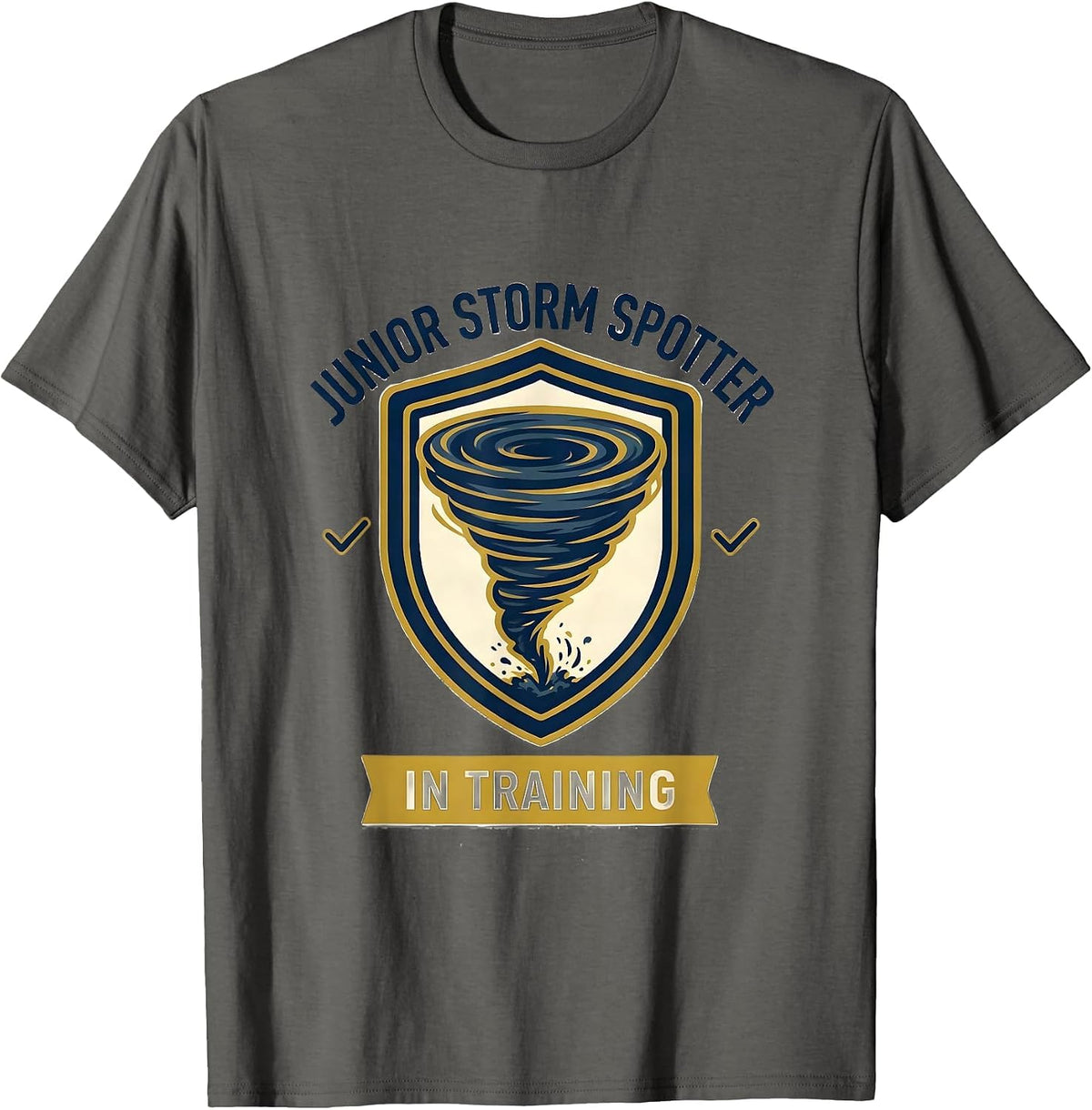 Junior Storm Spotter In Training Weather Enthusiast Kids T-Shirt - Asphalt Grey