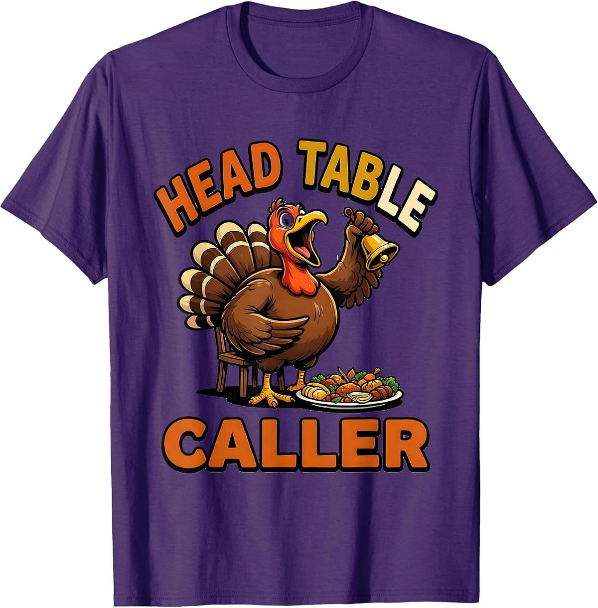 Men's Head Table Caller Funny Thanksgiving Family Crew Turkey T-Shirt - Purple