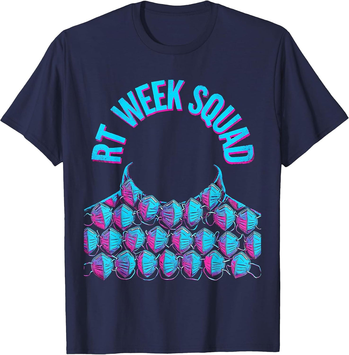Men's RT Week Squad Risograph Respiratory Therapist RT Care Week T-Shirt - Navy Blue