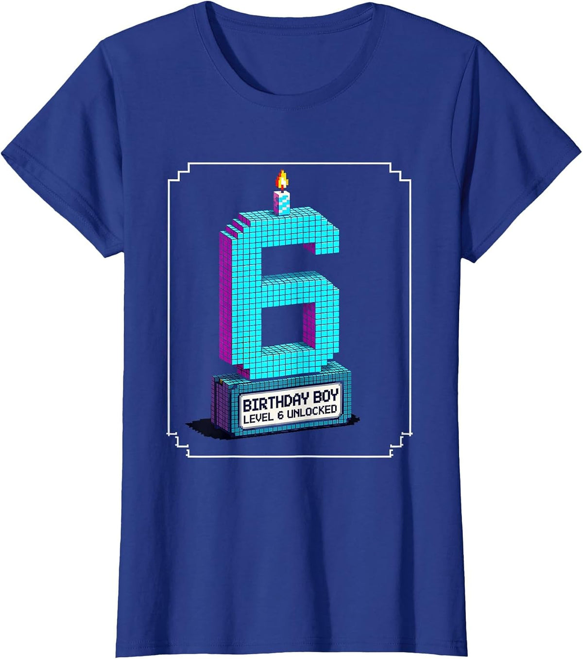 Women's Birthday Boy Level 6 Unlocked Pixel Art Gamer Boy Birthday T-Shirt - Royal Blue