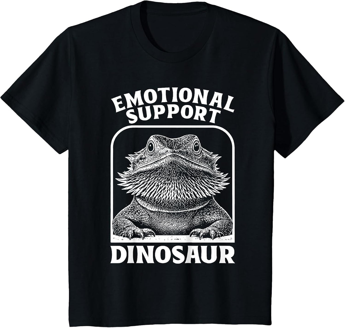 Emotional Support Dinosaur Funny Bearded Dragon Lizard T-Shirt - Black