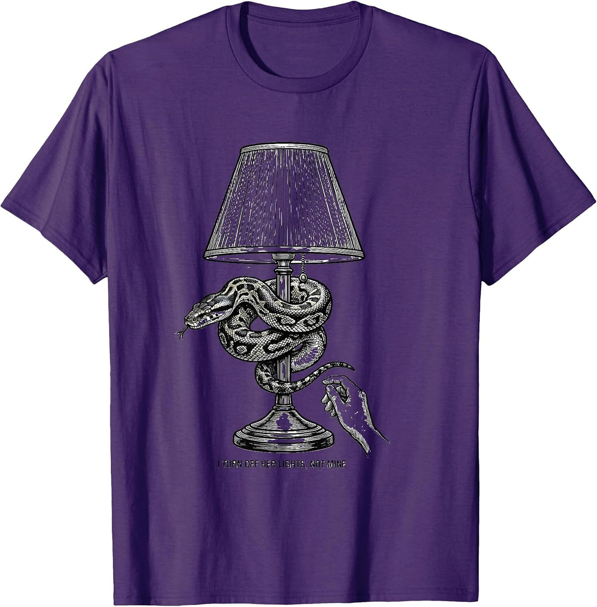 Men's I Turn Off Her Lights, Not Mine Funny Ball Python Snake T-Shirt - Purple