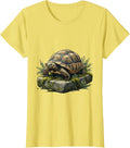 Be Still Tortoise on Ancient Mossy Stone T-Shirt - Lemon Yellow