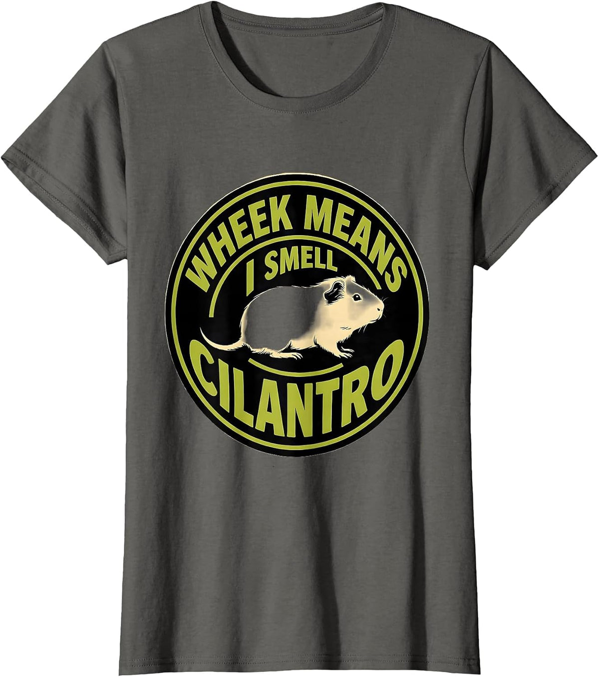 Women's Wheek Means I Smell Cilantro Funny Guinea Pig Lover Pet T-Shirt - Asphalt Grey