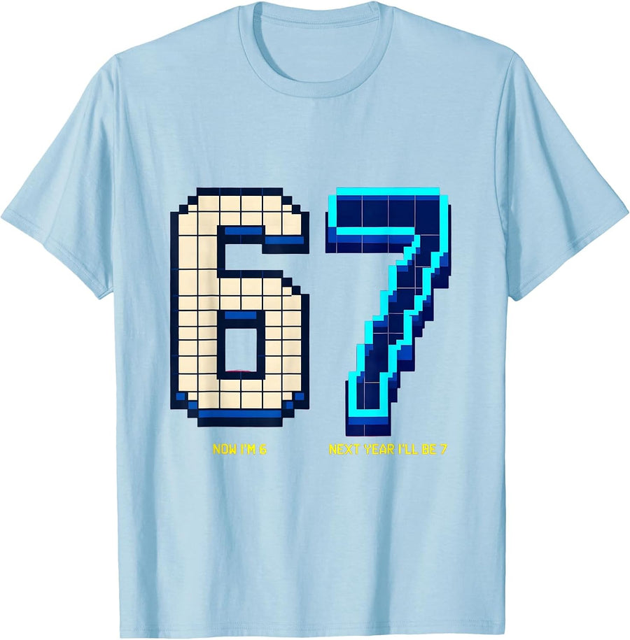 Men's Now I'm 6 Next Year I'll Be 7 Kids 6th Birthday Age Humor T-Shirt - Baby Blue
