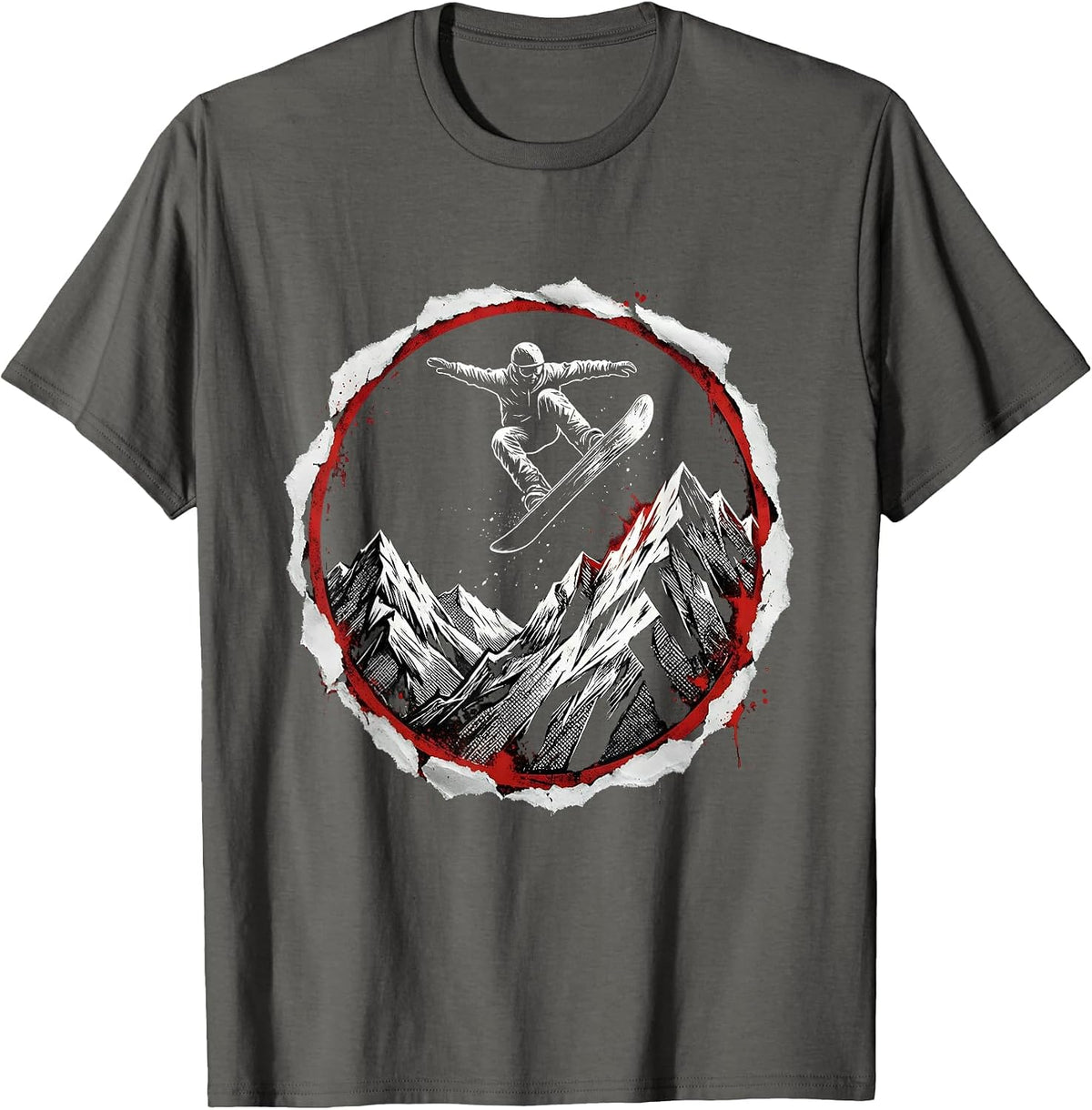 Men's Snowboarder Mountain Ridge Launch Graphic T-Shirt - Asphalt Grey