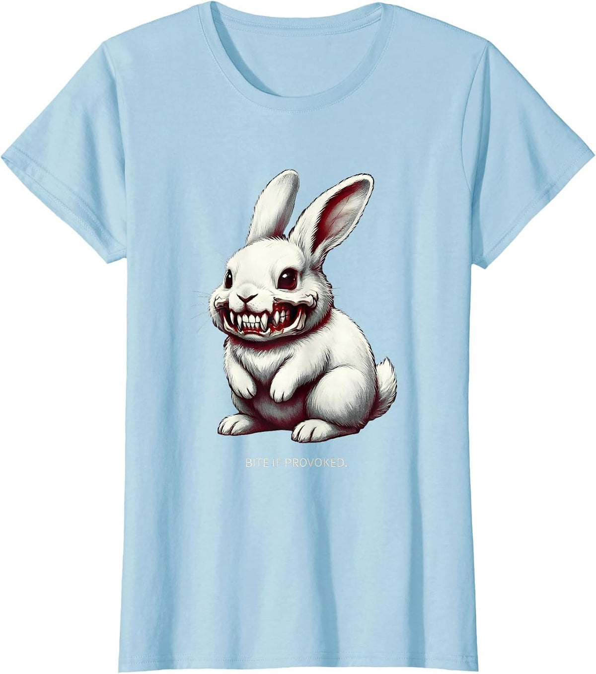 Bite If Provoked Horror Alt Goth Bunny Spooky Season T-Shirt - Baby Blue
