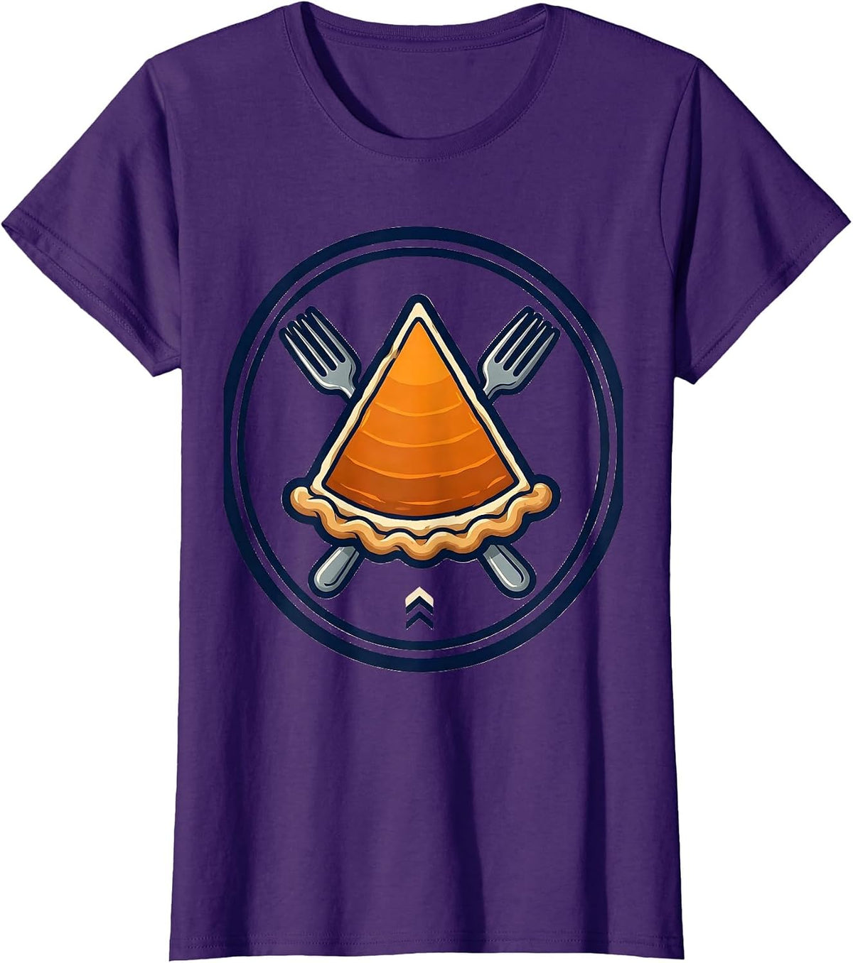 Women's Pumpkin Pie Wedge Sports Team Crest Humor T-Shirt - Purple