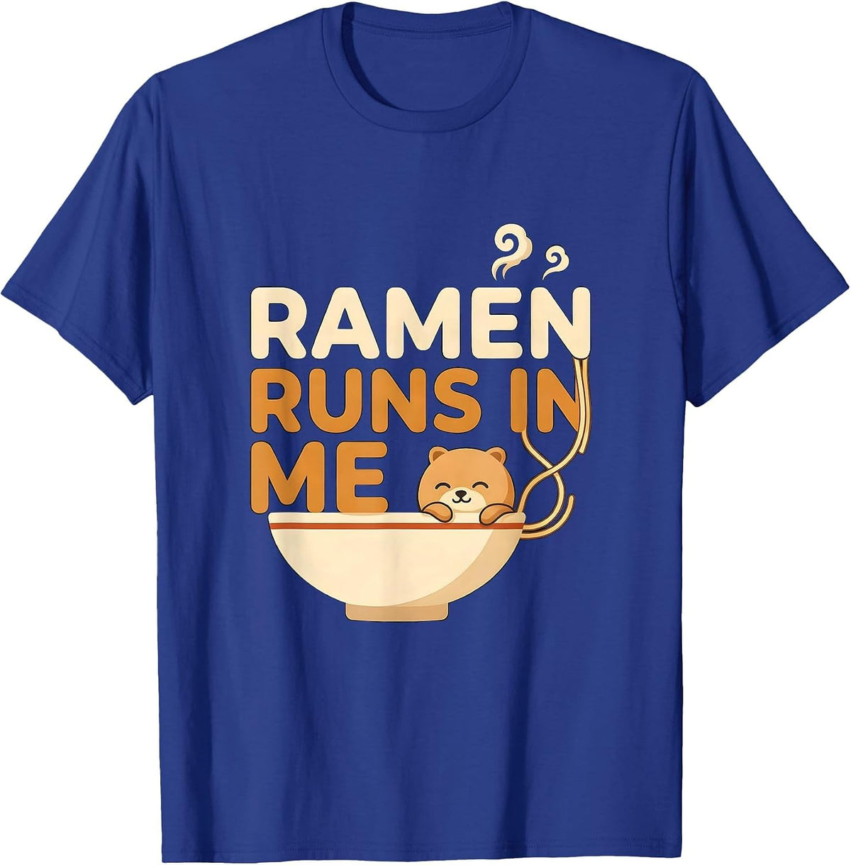Men's Ramen Runs In Me Kawaii Anime Animal Food Lover Humor T-Shirt - Royal Blue