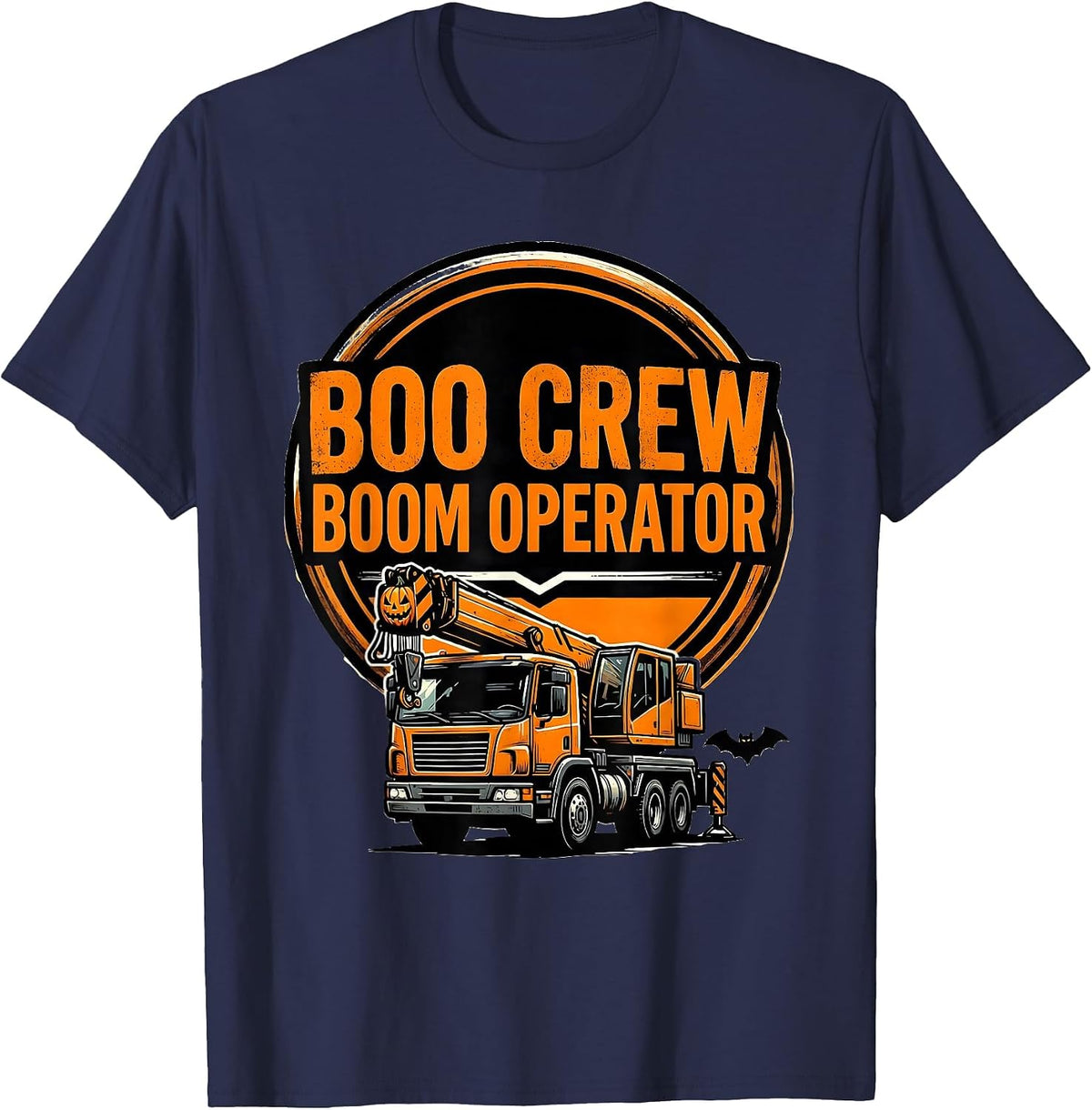 Men's Boo Crew Boom Operator Spooky Monster Truck Halloween Boys T-Shirt - Navy Blue