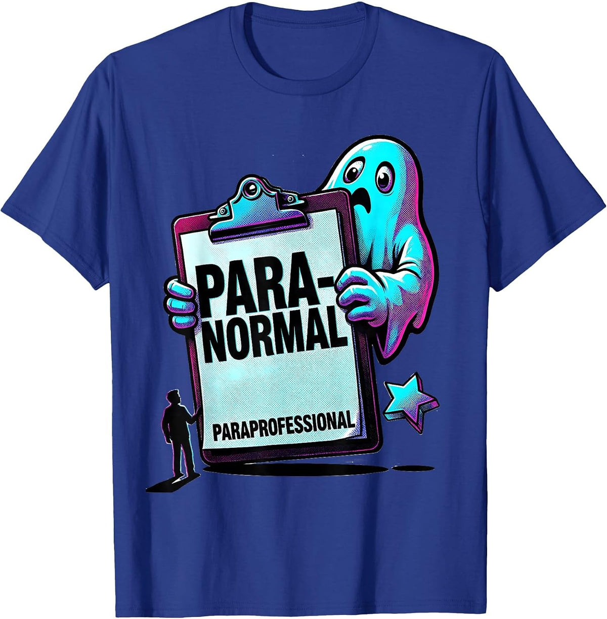 Men's Para-Normal Paraprofessional Pop Art Halloween Ghost SPED T-Shirt - Royal Blue