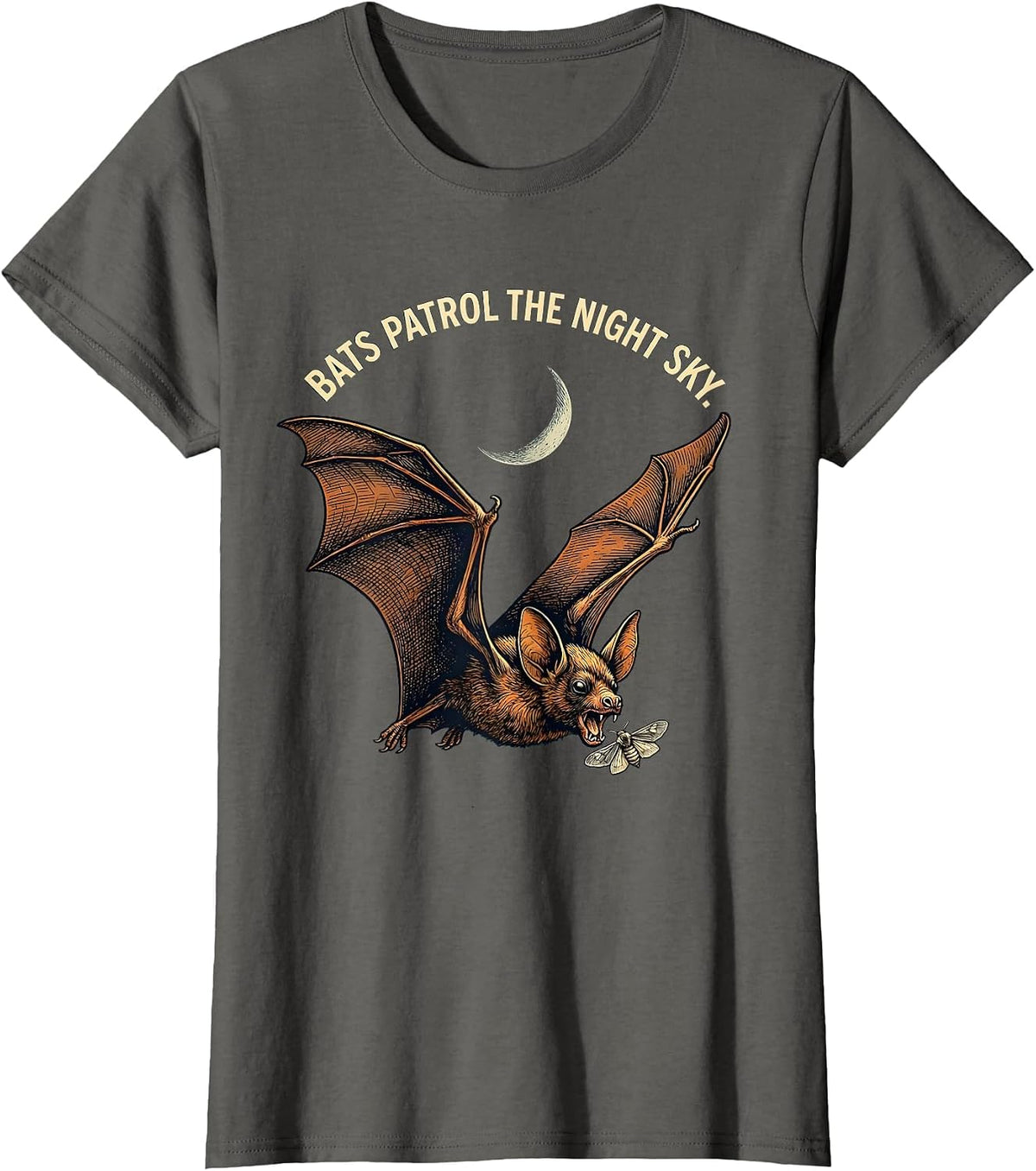 Women's Bats Patrol The Night Sky Vintage Bat Lover Halloween Nature T-Shirt - Asphalt Grey