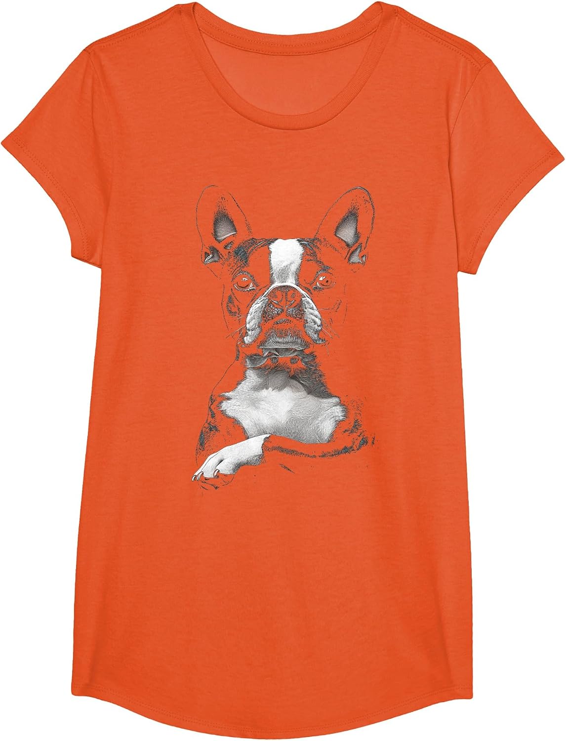 Funny Boston Terrier Dog T-Shirt - Girls Orange