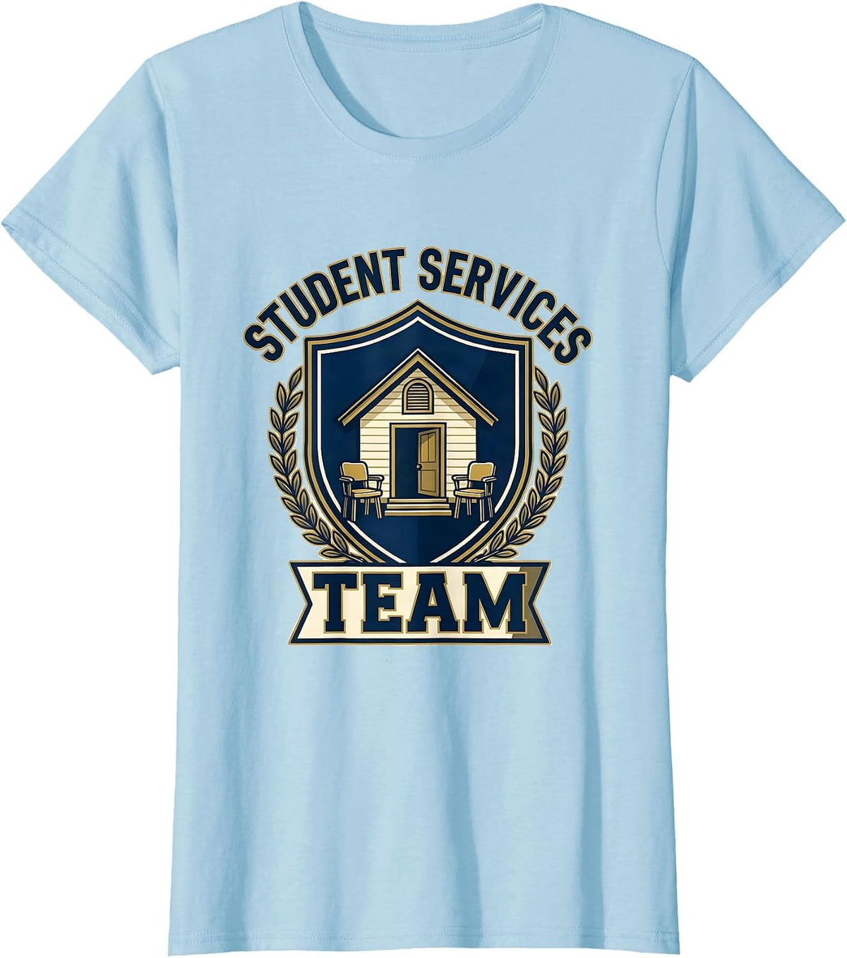 Women's Student Services Team Retro Emblem School Counselor T-Shirt - Baby Blue